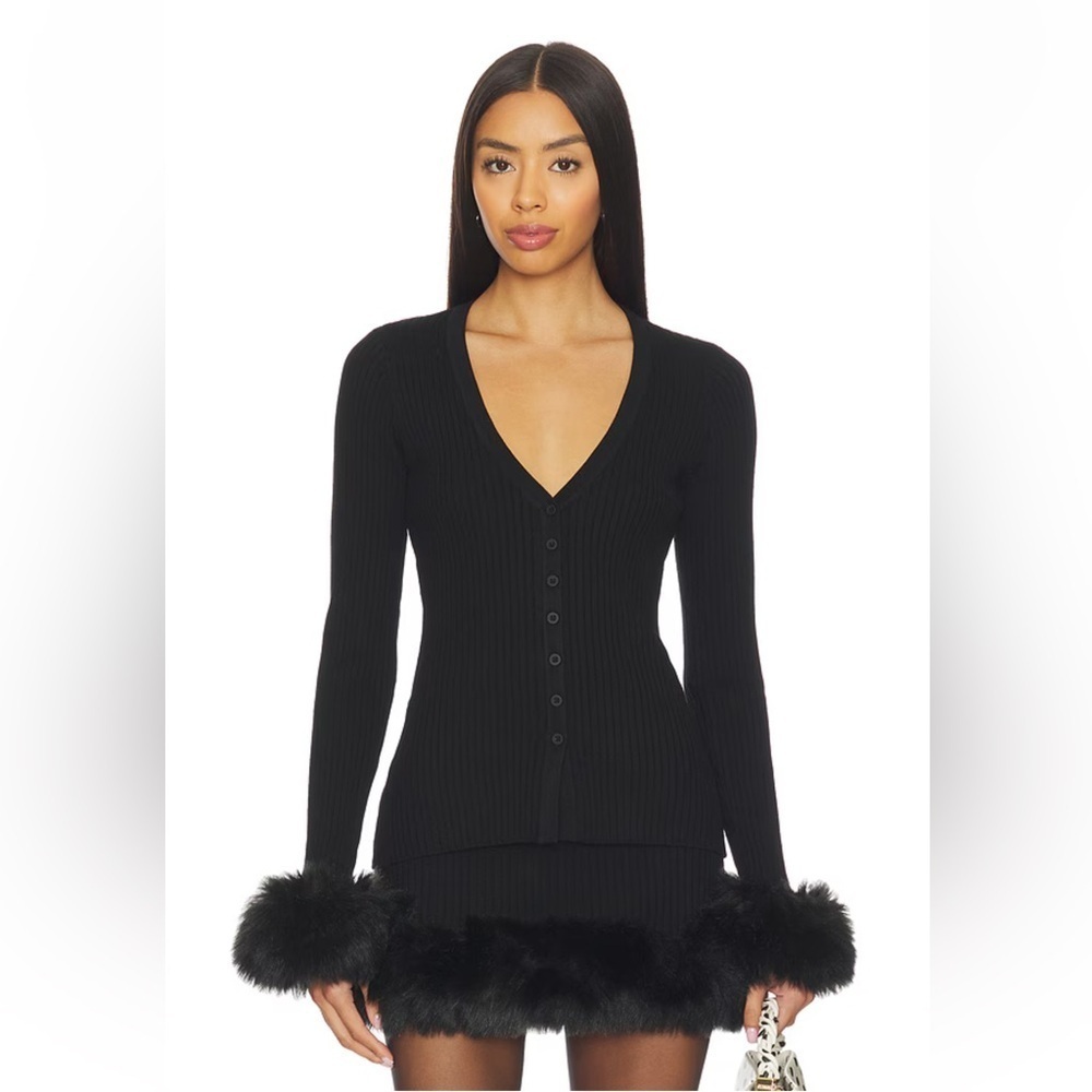 Show Me Your Mumu Sasha Long Sleeve Top Size XL In Black Fur NWT